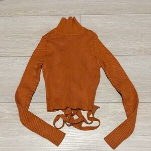 Zara Burnt Orange Cowl Neck Sweater